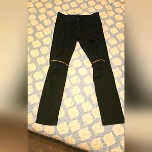 KDNK Black Skinny Jeans with zipper at knee